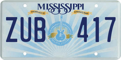MS license plate ZUB417