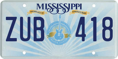 MS license plate ZUB418