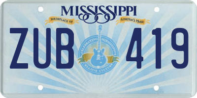 MS license plate ZUB419