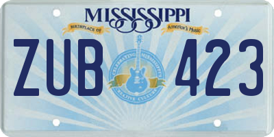 MS license plate ZUB423