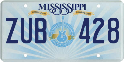 MS license plate ZUB428