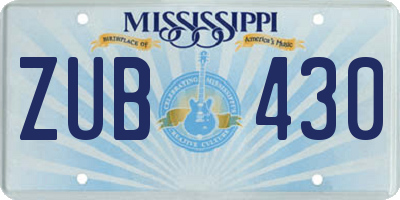 MS license plate ZUB430