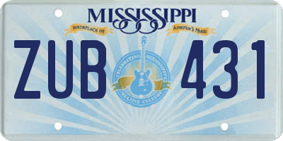 MS license plate ZUB431