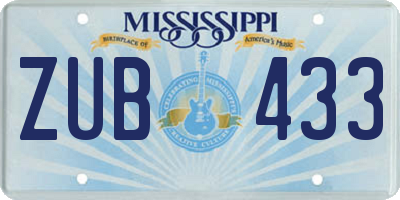 MS license plate ZUB433