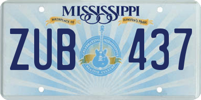 MS license plate ZUB437