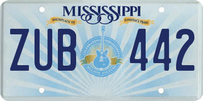 MS license plate ZUB442