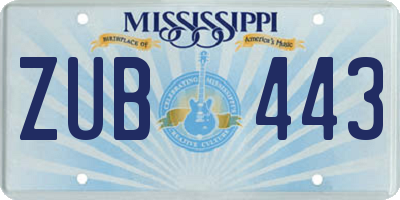 MS license plate ZUB443