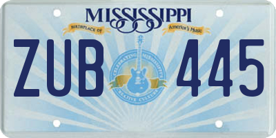 MS license plate ZUB445