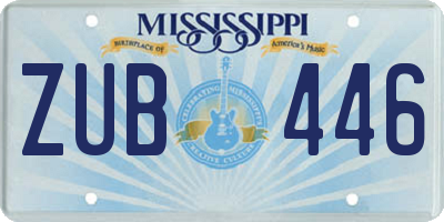MS license plate ZUB446