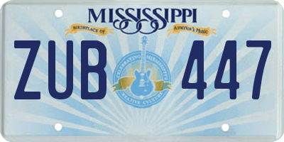 MS license plate ZUB447