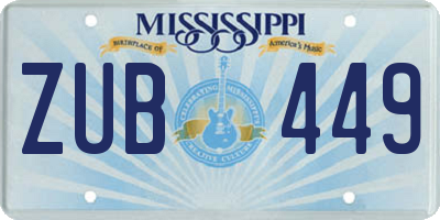 MS license plate ZUB449