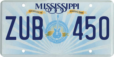 MS license plate ZUB450