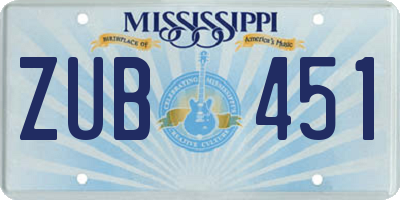 MS license plate ZUB451