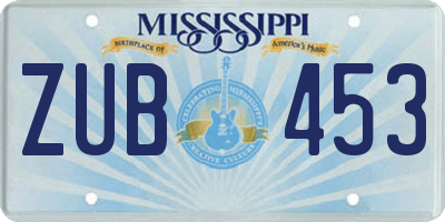 MS license plate ZUB453