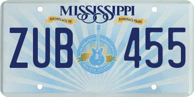 MS license plate ZUB455