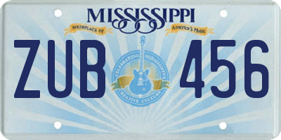 MS license plate ZUB456