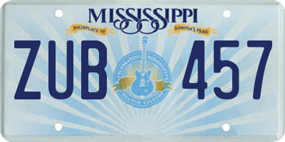 MS license plate ZUB457
