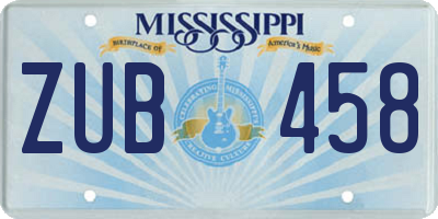 MS license plate ZUB458