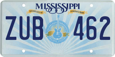 MS license plate ZUB462