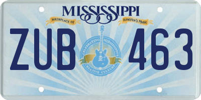 MS license plate ZUB463