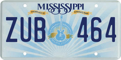 MS license plate ZUB464