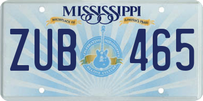 MS license plate ZUB465