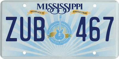 MS license plate ZUB467