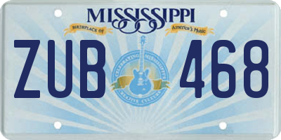 MS license plate ZUB468