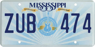 MS license plate ZUB474