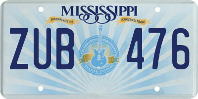 MS license plate ZUB476