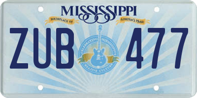 MS license plate ZUB477