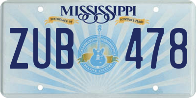 MS license plate ZUB478