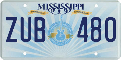 MS license plate ZUB480