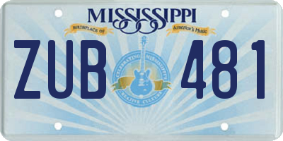 MS license plate ZUB481