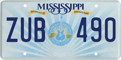 MS license plate ZUB490