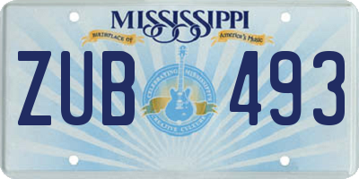 MS license plate ZUB493