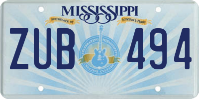 MS license plate ZUB494