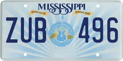 MS license plate ZUB496