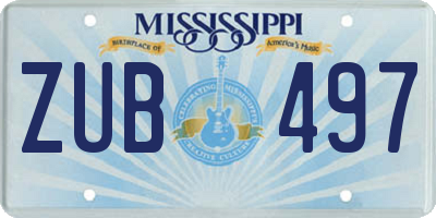 MS license plate ZUB497