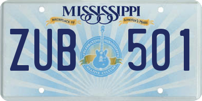 MS license plate ZUB501