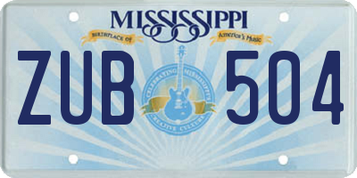 MS license plate ZUB504