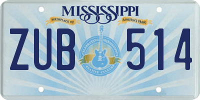 MS license plate ZUB514