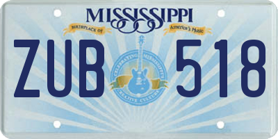 MS license plate ZUB518