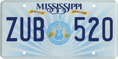 MS license plate ZUB520
