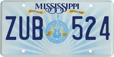 MS license plate ZUB524
