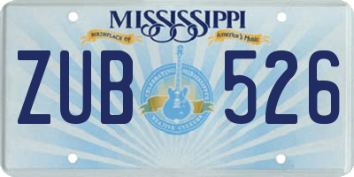 MS license plate ZUB526
