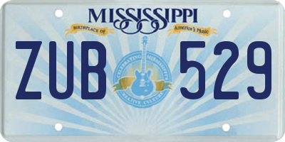 MS license plate ZUB529