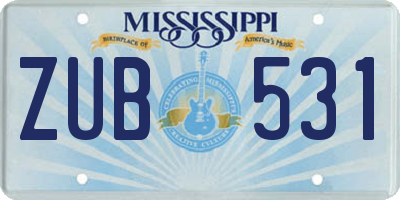 MS license plate ZUB531