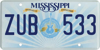 MS license plate ZUB533
