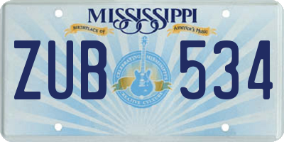MS license plate ZUB534